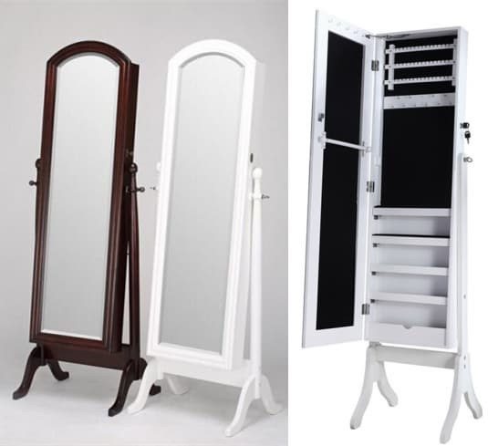 Standing Dressing Mirror with Jewelry Cabinet